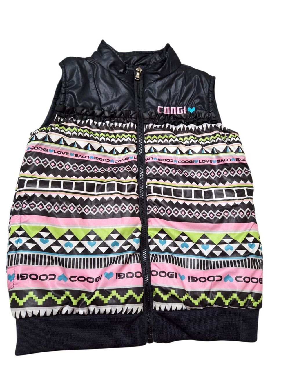 Coogi Puffy Vest Youth Full Zip Puffer Unisex Kids Boys Girls Sz 5 Colorful H131